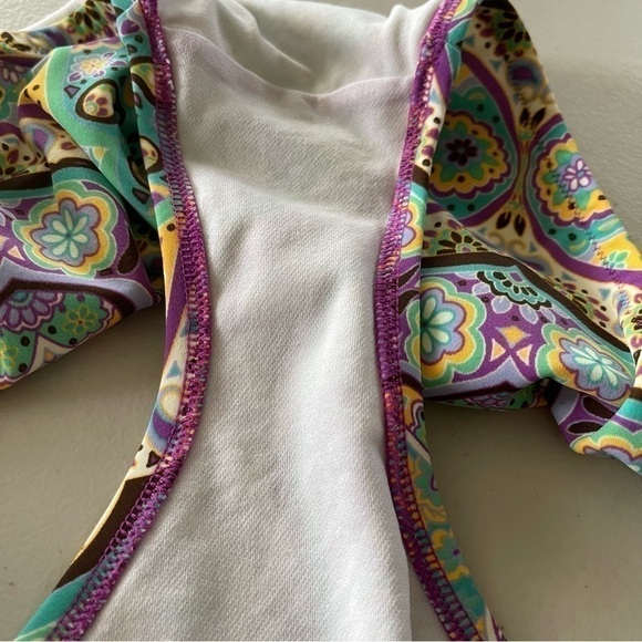 Victoria Secret Swim Bikini Bottom m Classic Hipster Purple Aqua Paisley EUC - Picture 7 of 7